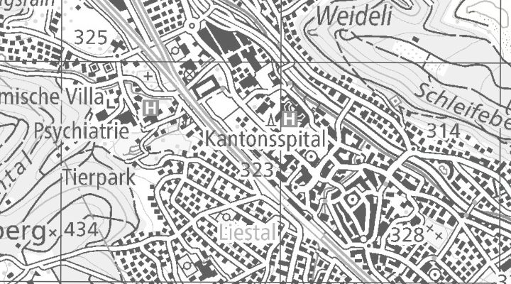 Kartenausschnitt: Rheinstrasse 33B, 4410 Liestal