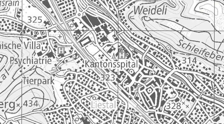 Kartenausschnitt: Rheinstrasse 33A, 4410 Liestal