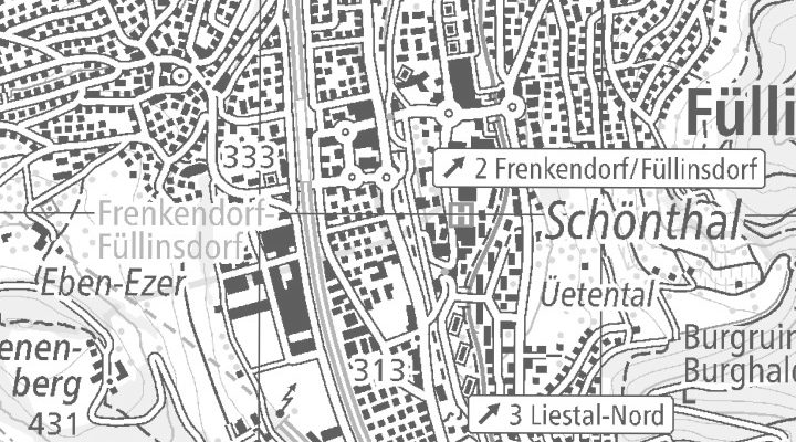 Kartenausschnitt: Rheinstrasse 2, 4414 Füllinsdorf