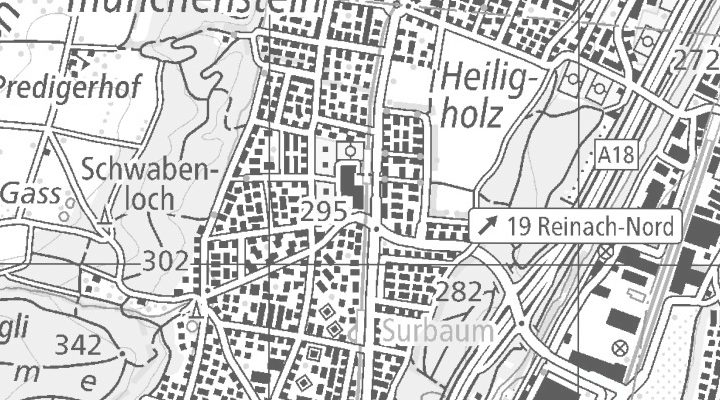 Kartenausschnitt: Fleischbachstrasse 2, 4153 Reinach BL
