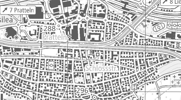 Kartenausschnitt: Schlossstrasse 1, 4133 Pratteln