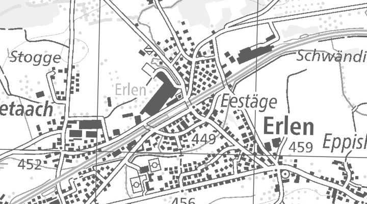 Kartenausschnitt: Fabrikstrasse 1, 8586 Erlen