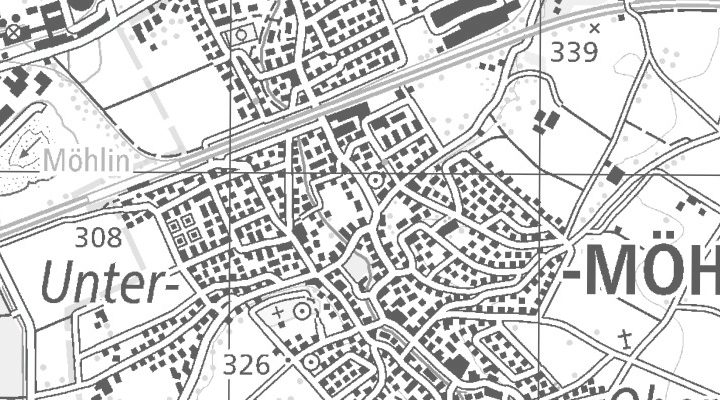 Kartenausschnitt: Industriestrasse 1, 4313 Möhlin