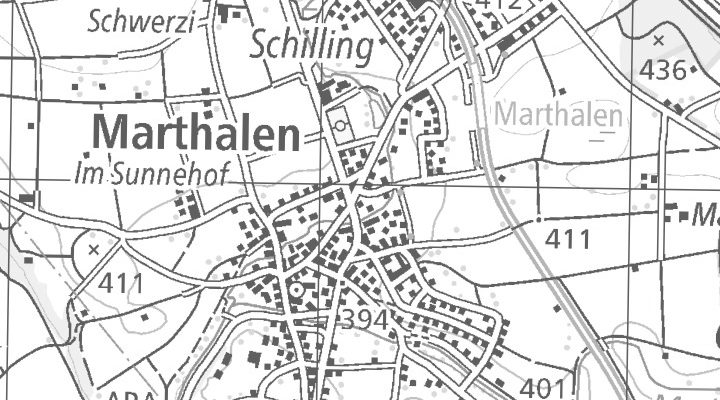 Kartenausschnitt: 8460 Marthalen