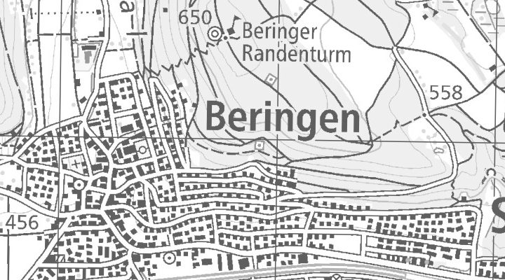 Kartenausschnitt: 8222 Beringen SH